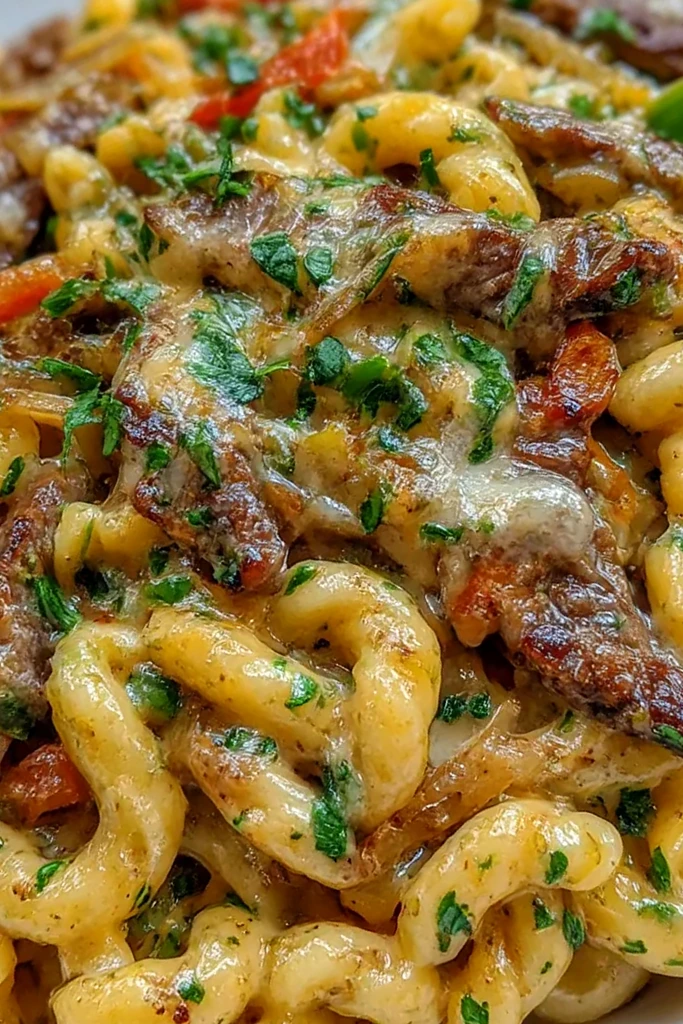 Savory High-Protein Philly Cheesesteak Pasta
