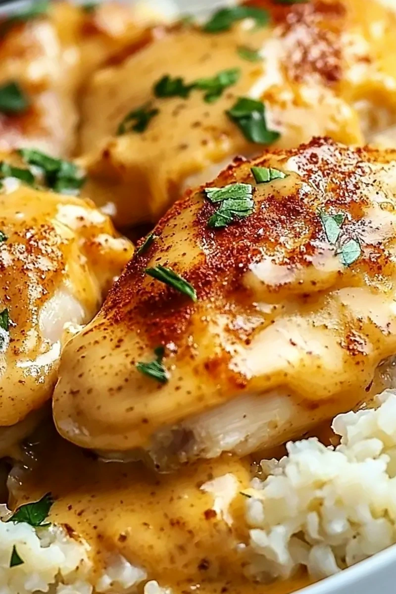Creamy Keto Smothered Chicken and Cauliflower Rice