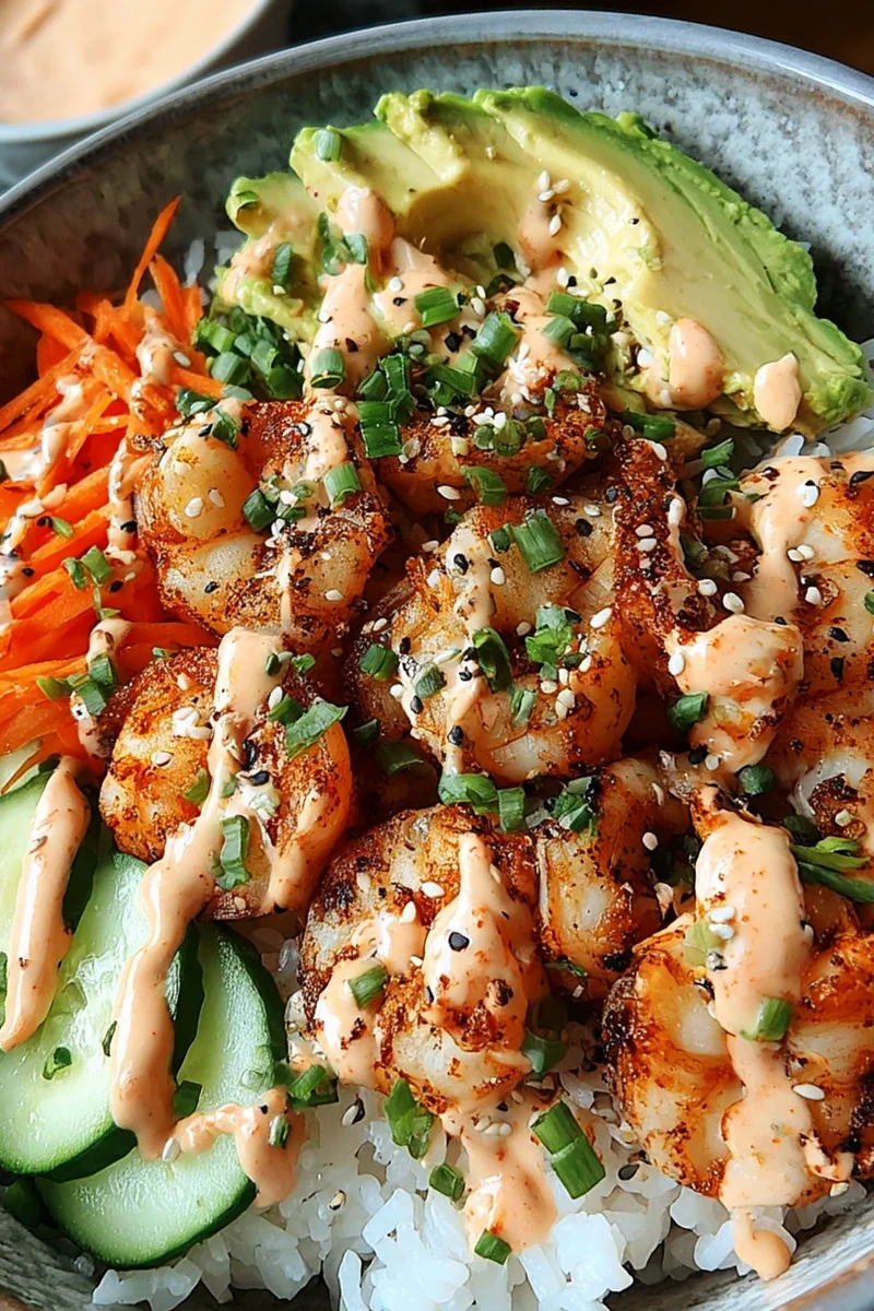Quick Shrimp Rice Bowls with Spicy Mayo