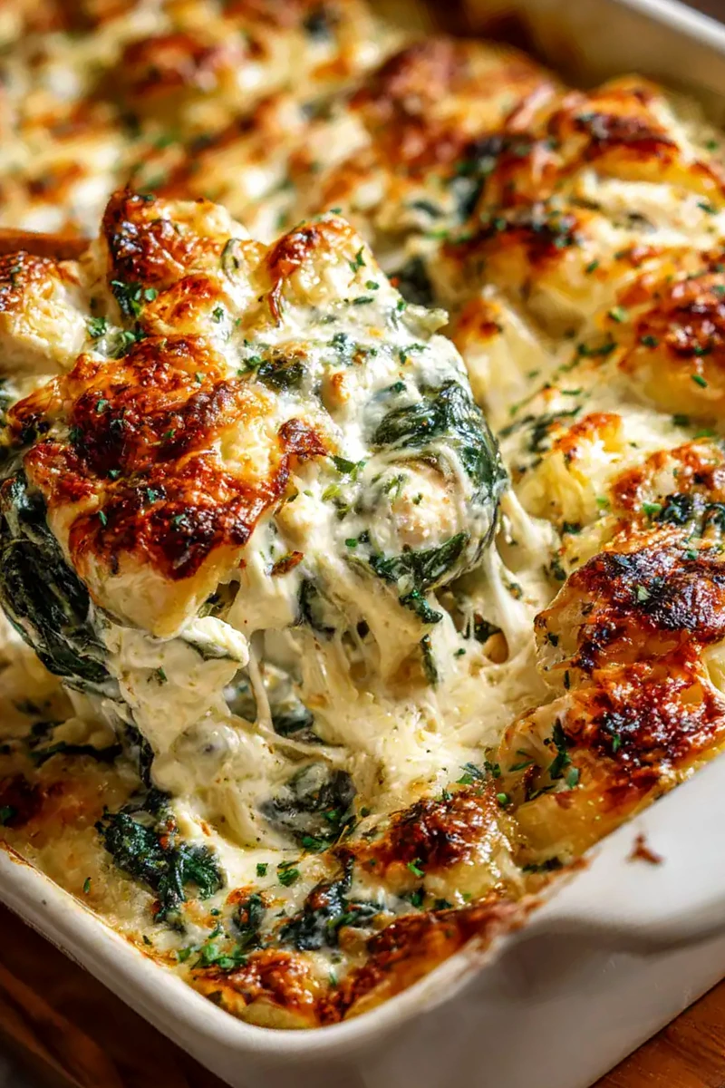 Creamy Spinach and Chicken Bake with Mozzarella