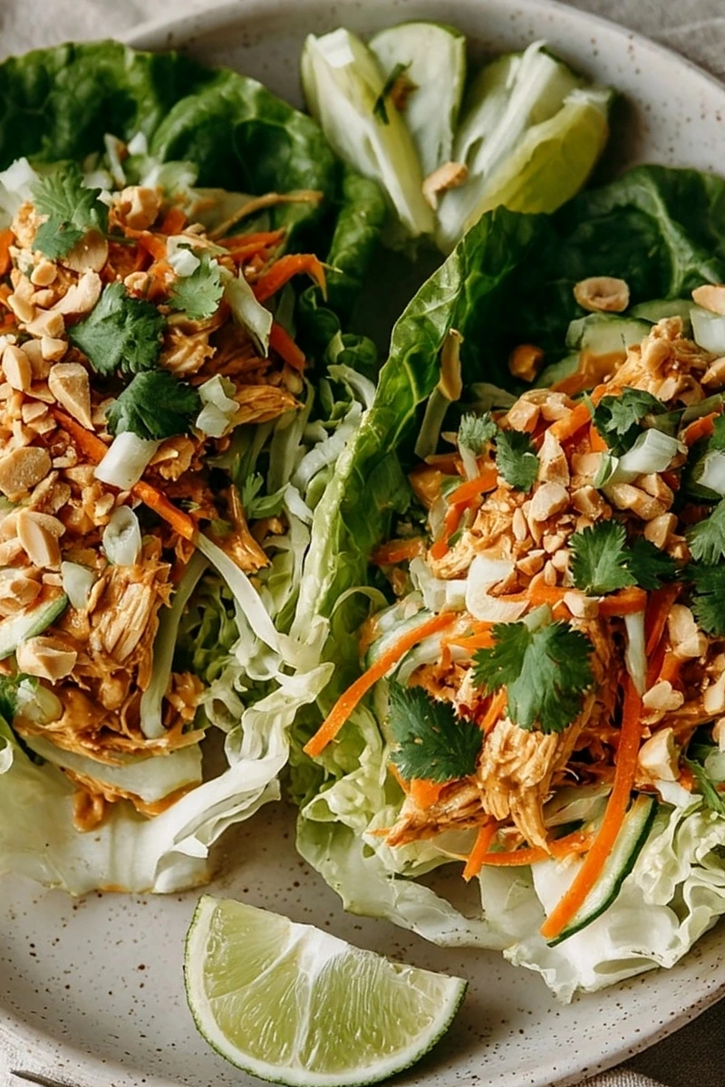 Thai Peanut Chicken Lettuce Wraps