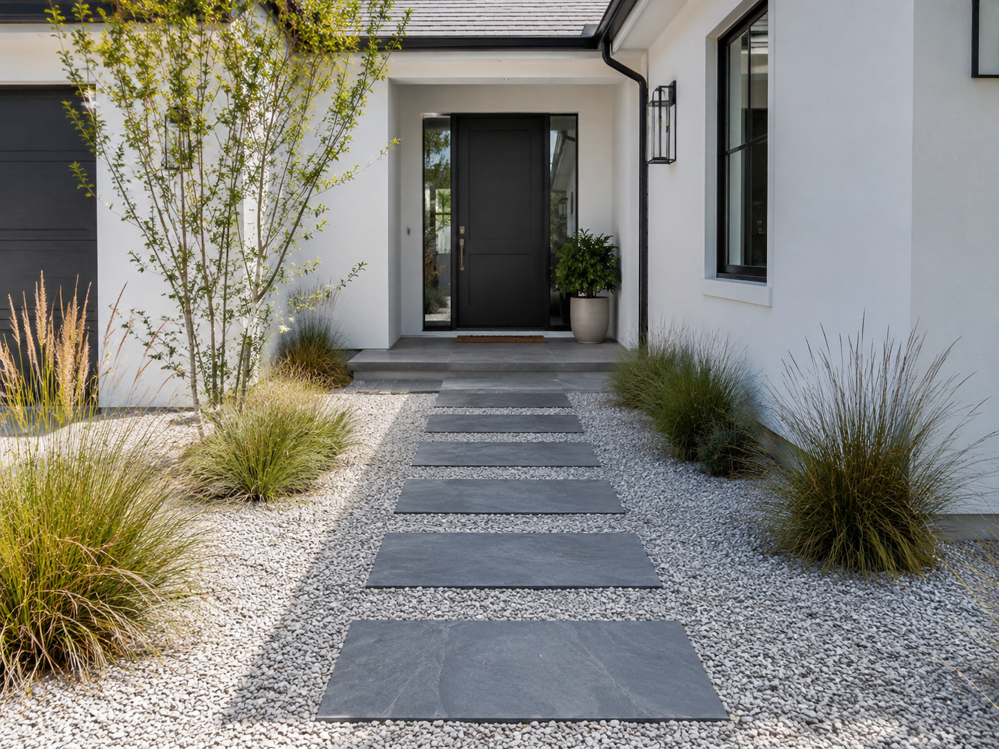 Modern Gravel Paths with Stepping Stones