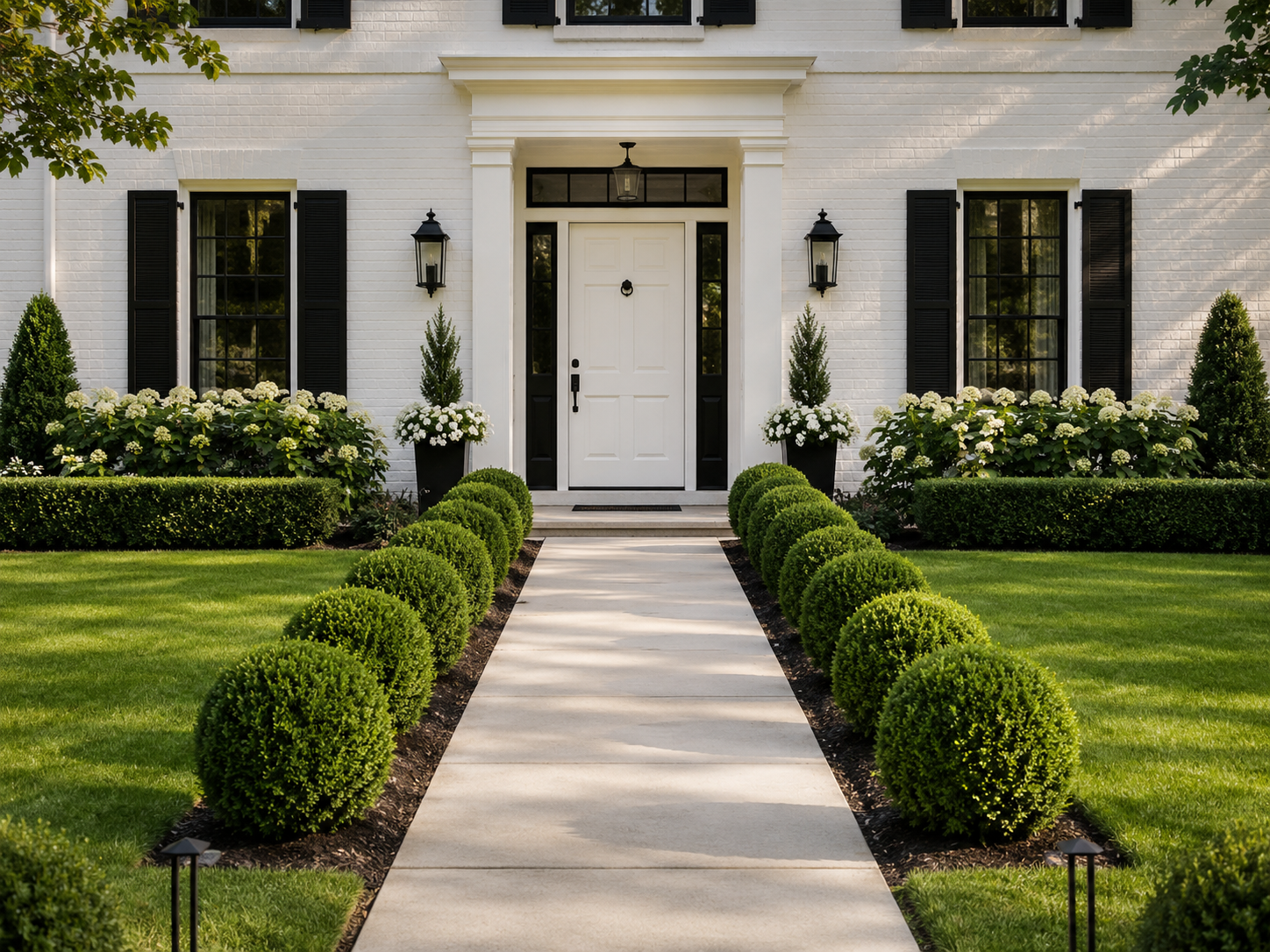 Symmetrical Boxwood Hedges