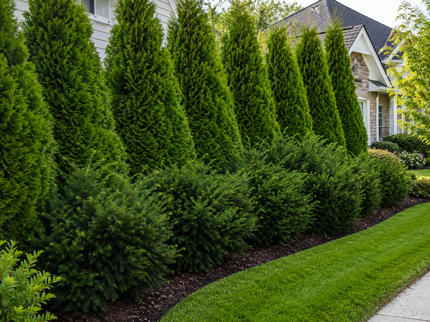Layered Evergreen Privacy Shrubs